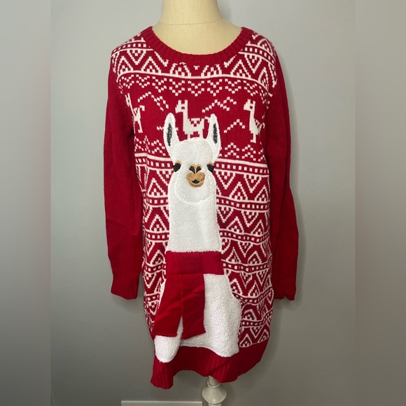Christmas Holiday Llama Sweater Tunic/Dress - Picture 3 of 10